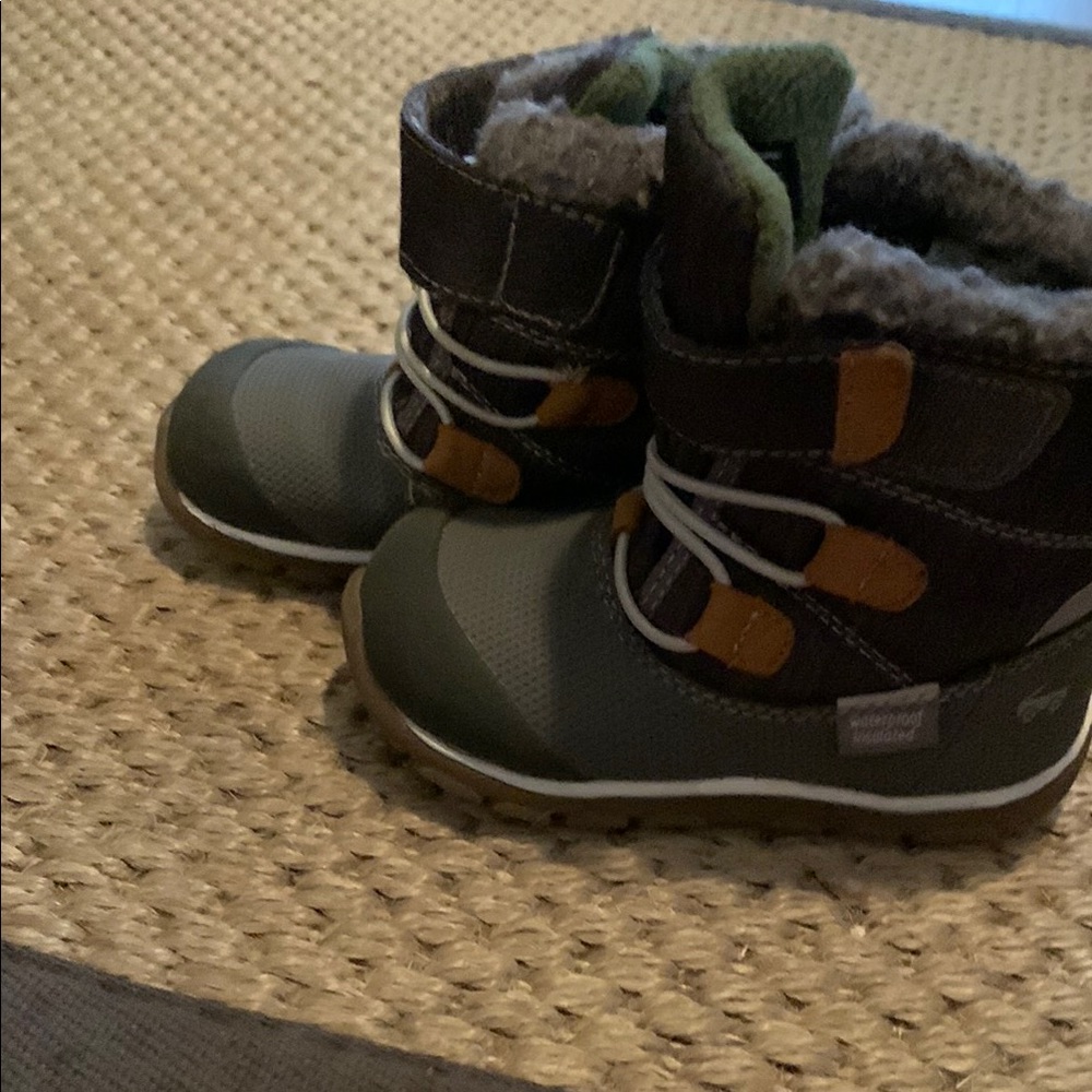 Toddler See Kai Run Waterproof Winter Boots - Green and Brown c7